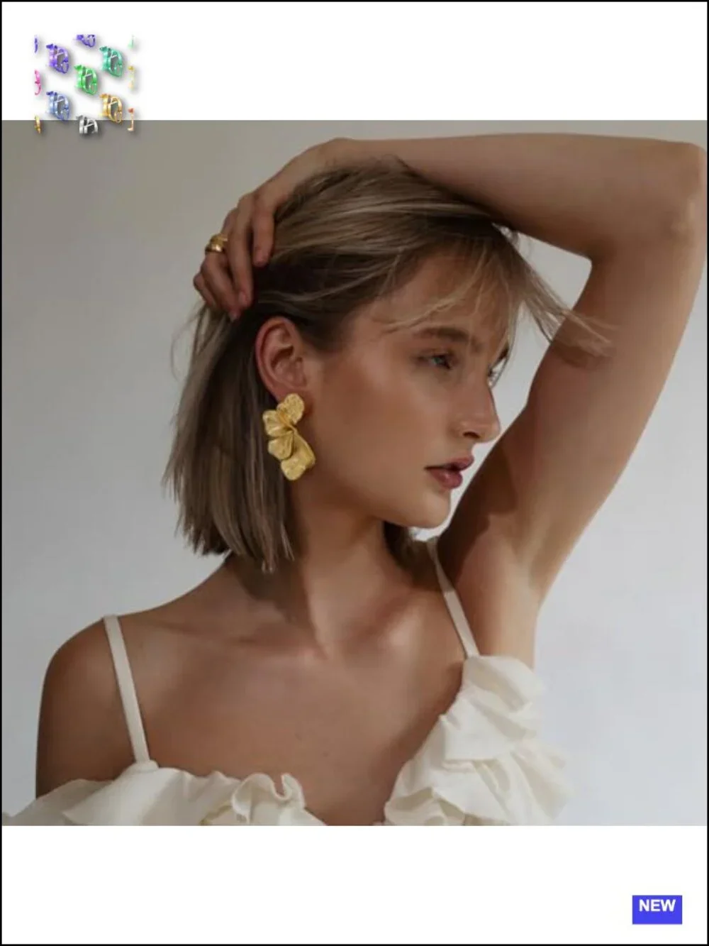 Gold Plated Sectored Flower Leaf Shell Angel Wing Drop Dangle Earrings